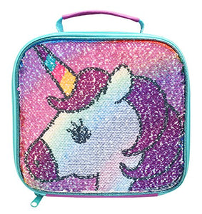Unicorn Lunch Box, Girls Insulated Bag, Kids Reversible Sequin Flip Color  Change 