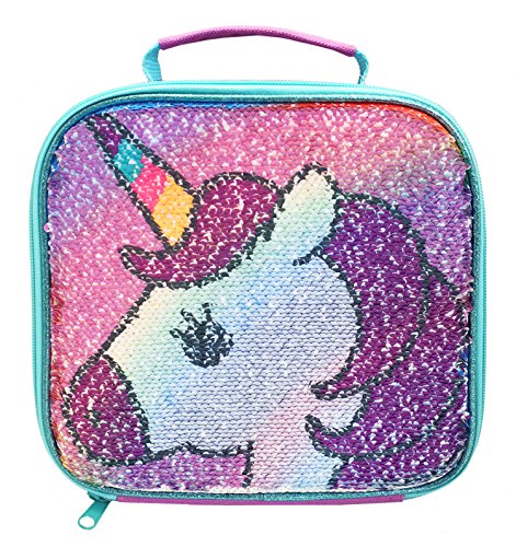 Cute Unicorn Rainbow Sequined Lunch Bag, Multi-Colour, 8 x 23 x 21 cm