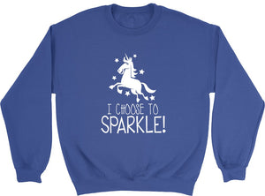 unicorn jumper blue I choose to sparkle
