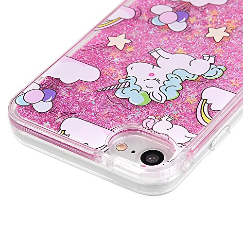 iPhone 7 Case, iPhone 8 Case, Sparkle Liquid Cool Quicksand Shiny Moving Bling Floating Dynamic Glitter Case Cover Stylish Pattern Painted Hybrid TPU +PC Case Protective Shell - Unicorn