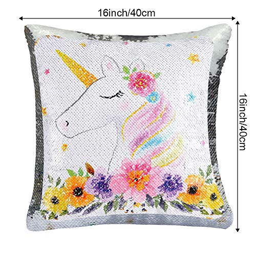 Unicorn Sequin Cushion Cover Floral