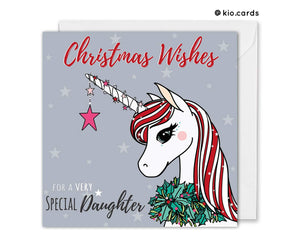 unicorn christmas card for daughter