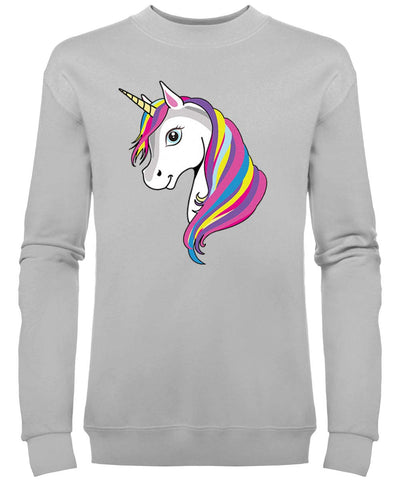 Girls Unicorn Sweatshirt Grey Slim Fit