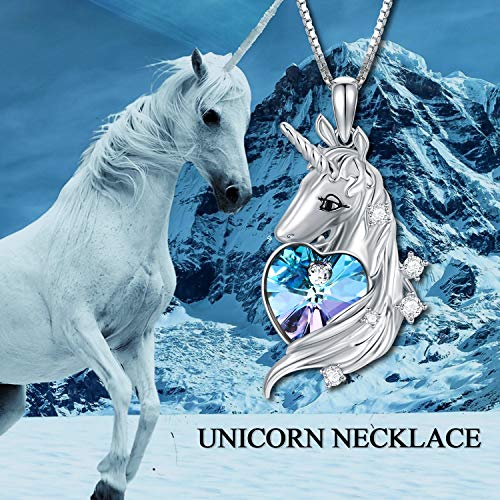 Silver & Purple Crystal Unicorn Necklace 