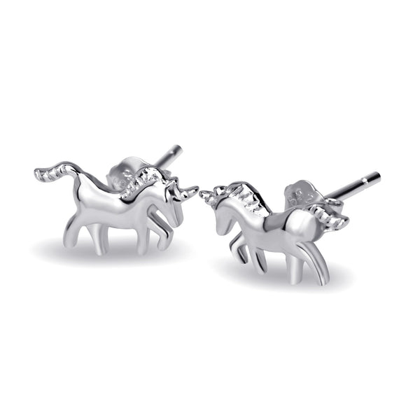 Unicorn-Earrings Ear Studs | 925 Sterling Silver with Rhodium or Rose Gold Finish for Women and Girls