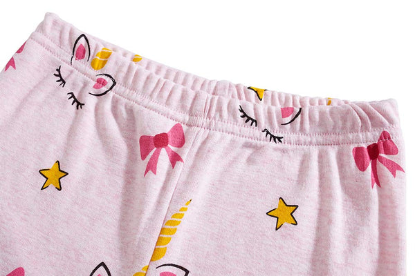 Toddler Girls Pyjamas Set Short Sleeve Cotton Pajamas Pjs Nightwear Cute Horse Print Kids Summer Sleepwear Tops & Pants Children Outfit Age 2-8 Years