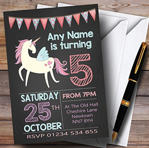 Chalk Bunting Unicorn Childrens Birthday Party Invitations