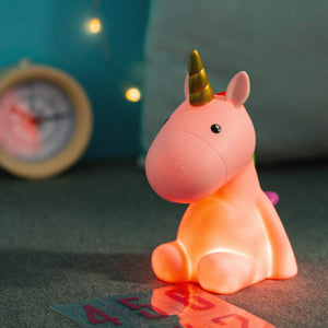 Unicorn Night Light Lamp - Pink with Colourful Mane