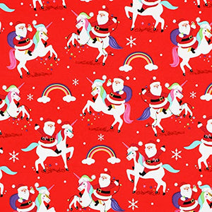 Santa & Unicorn Wrapping Paper | Christmas