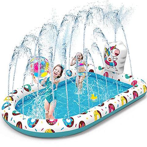 Unicorn Inflatable Sprinkler Paddling Pool For Kids | 3 In 1 Wading Pools | 65”x 43” 