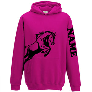 Personalised Equestrian Hooded Jumper for Girls - Deep Pink