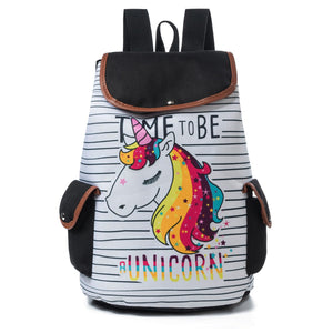 Trendy unicorn backpack - black and white