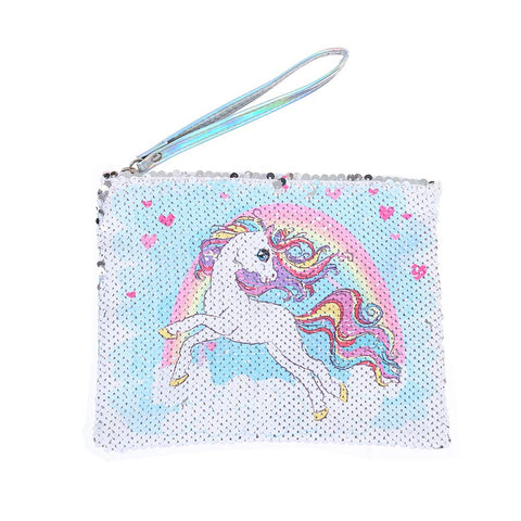 unicorn make up bag with sequins