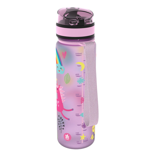 Girls Leak Proof BPA Free Unicorns Slim Water Bottle, Purple, Size 500 ml