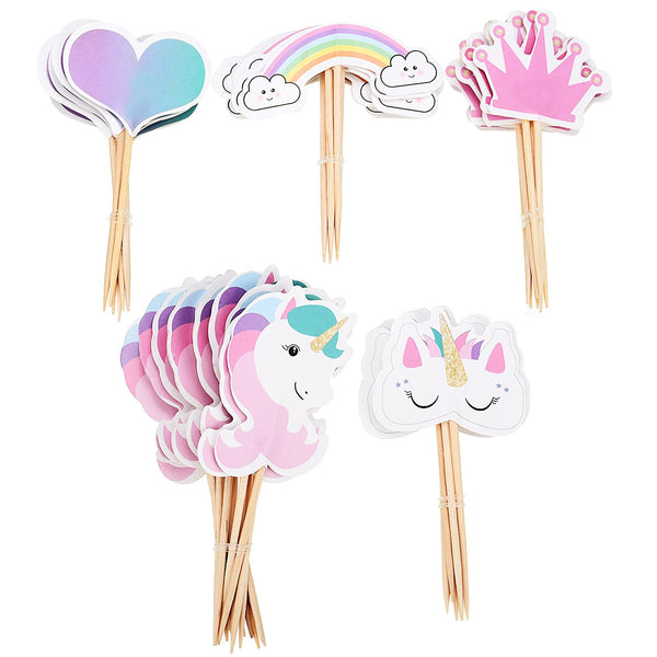 Unicorn Cake Toppers on Sticks For Cakes and Cup Cakes - Special Occasions
