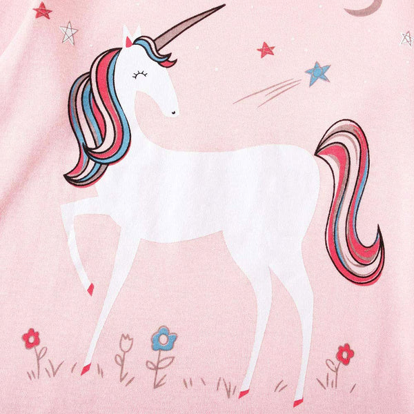 Girls Christmas Pyjamas Set Toddler Clothes 100% Cotton Sleepwear Animal Printed Pink Unicorn Nightwear Winter Long Sleeve PJs 2 Piece Outfit for Kids Age 2-3 Years
