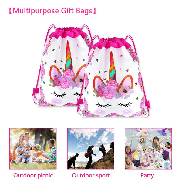  Unicorn Drawstring Party Bag Unicorn Themed - 24 Pack