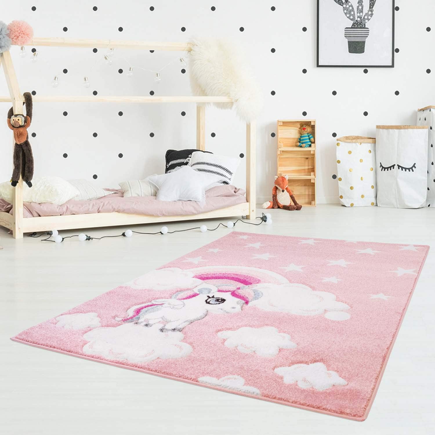 Unicorn Children's Rug - Soft Pink 120x170cm