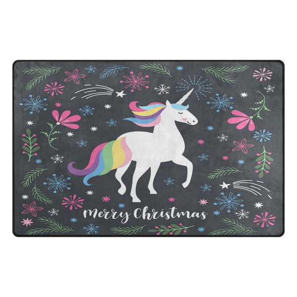 Merry Christmas Unicorn Rug
