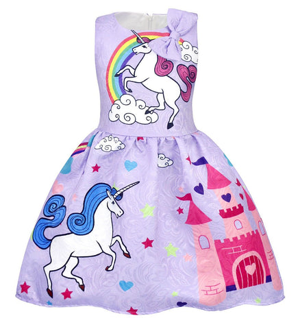 Girls Unicorn Dress Up Costume Kids Sleeveless Princess Party Dress