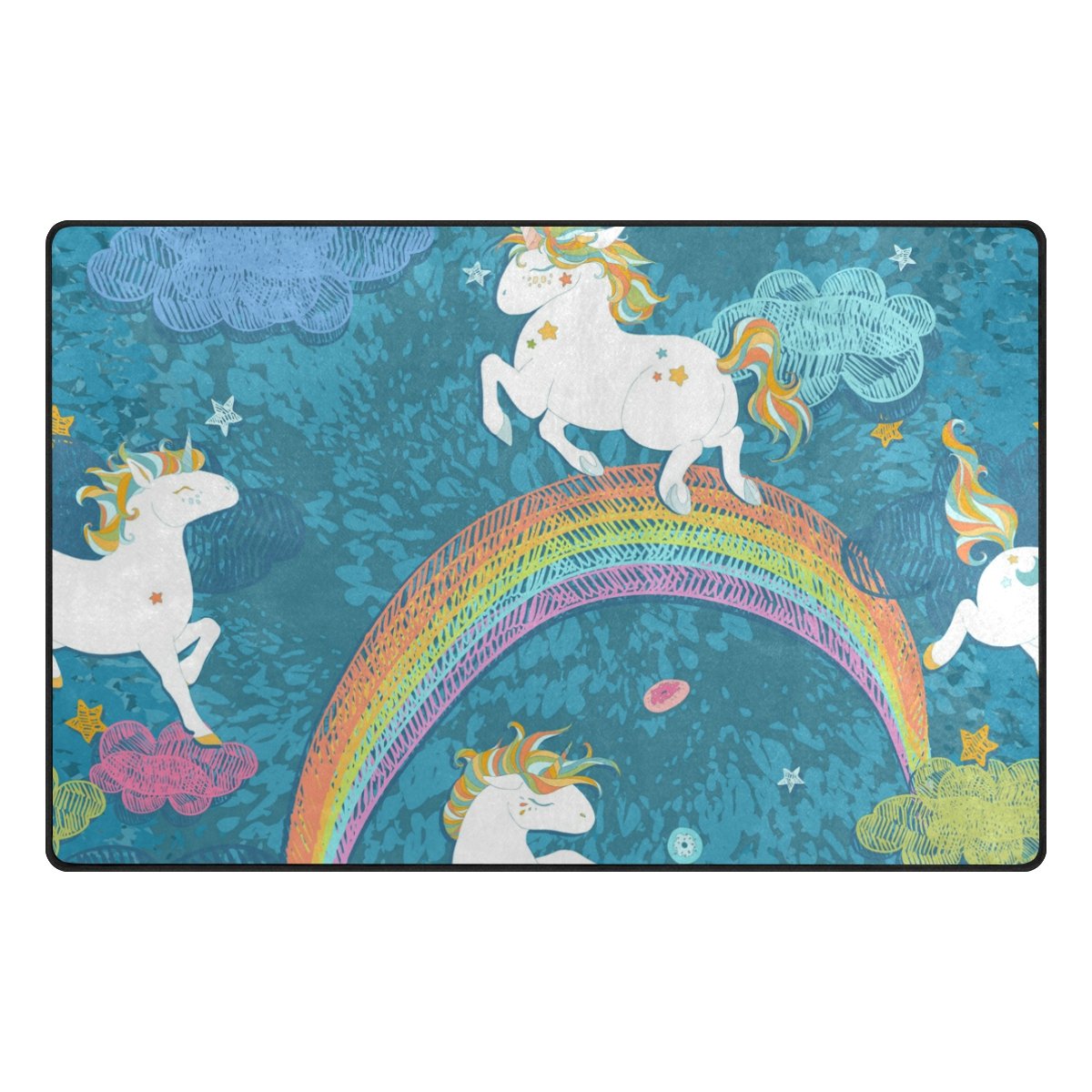 Large Unicorn Rainbow Rug For Kids Bedroom