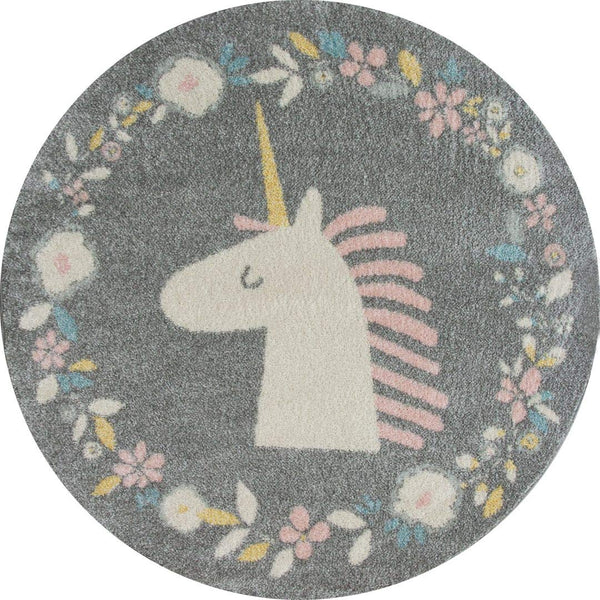 grey unicorn floral rug