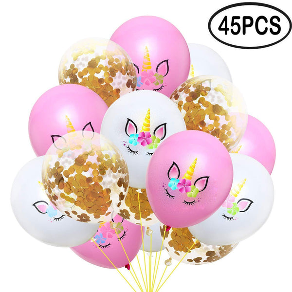 Unicorn Balloons Party Balloons Latex 12" Balloons Birthday or Wedding - 45 Pack