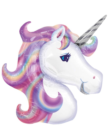 Unicorn head balloon lilac pink mane and white face