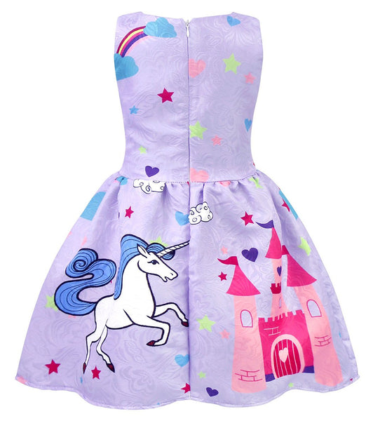 Girls Unicorn Dress Up Costume Kids Sleeveless Princess Party Dress