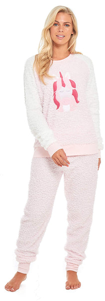 Slumber Hut® Ladies Fleece Unicorn Pyjamas - Warm Snuggle Womens Loungewear Pajamas Embroidered Novelty Motif - UK 12-14