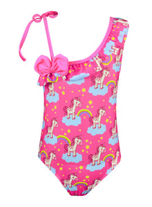 unicorn swimming costume one shoulder