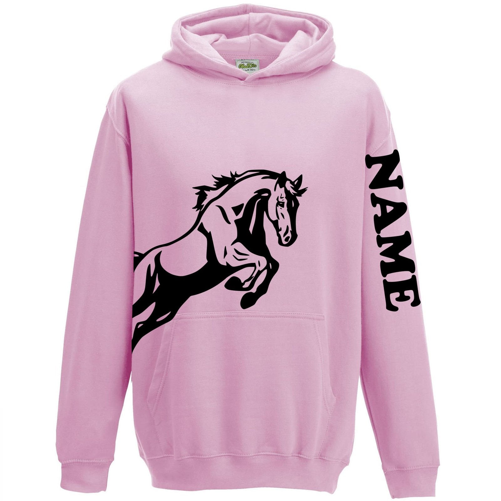 Personalised Equestrian Hooded Jumper for Girls Pink