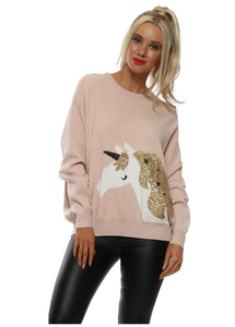Colynn Sequinned Unicorn Jumper - Pink
