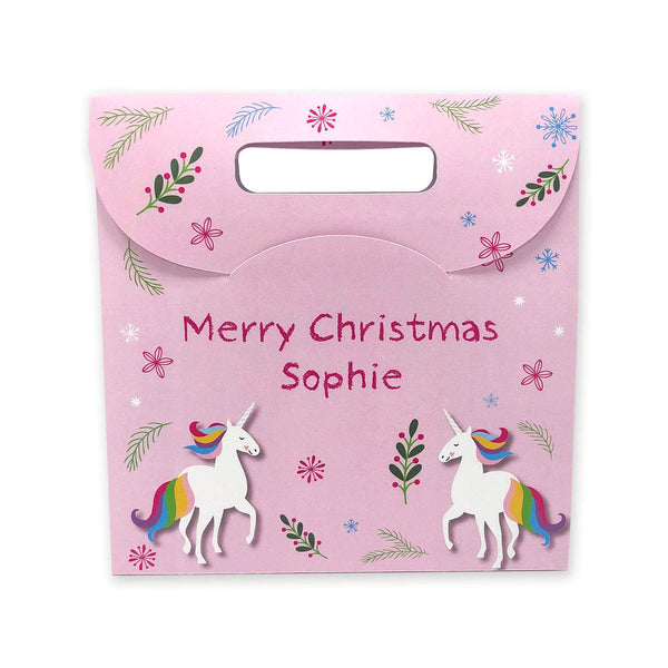 Personalised Christmas Gift Bag For Presents - Unicorn Theme