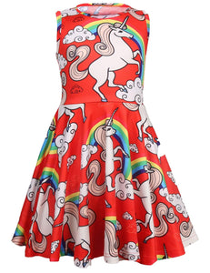 unicorn dress - red