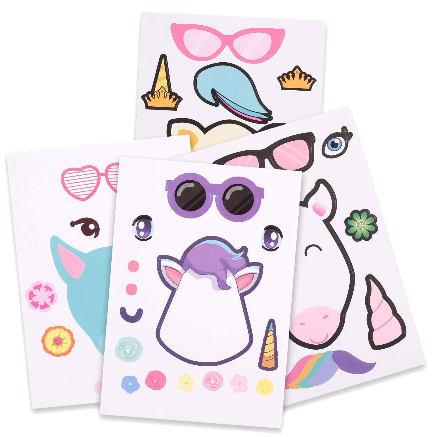 Unicorn Party Bag Fillers - Make A Unicorn Sticker Sets (24 Pack)