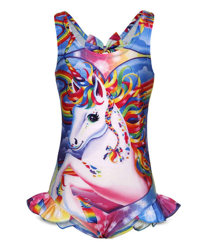 Swimming Costume Unicorn Themed - Kids Childs Rainbow Swimwear Swimsuit