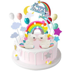 Unicorn Rainbow Cake Topper 21 Piece Set