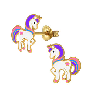  Unicorn Earrings Gift Sterling Silver with Gold Plating