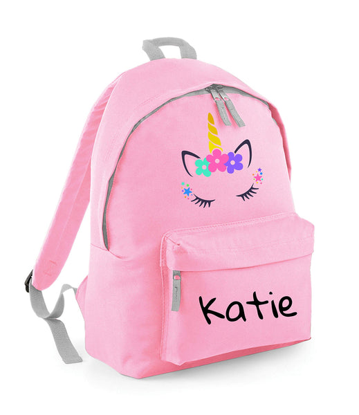 Personalised Unicorn Backpack For Kids - Light Pink with Horn