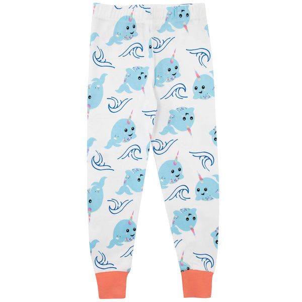 Harry Bear Girls Pyjamas Narwhal Unicorn of The Sea Snuggle Fit White Age 5 to 6 Years
