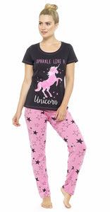 unicorn pyjamas pink and blue