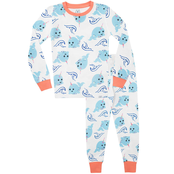 Harry Bear Girls Pyjamas Narwhal Unicorn of The Sea Snuggle Fit White Age 5 to 6 Years