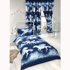 Price Right Home Navy Blue Stardust Unicorn Lined Curtains