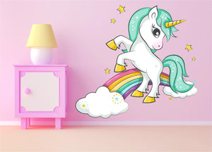 Unicorn large wall sticker - rainbow 