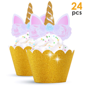 unicorn cupcake toppers lilac and gold