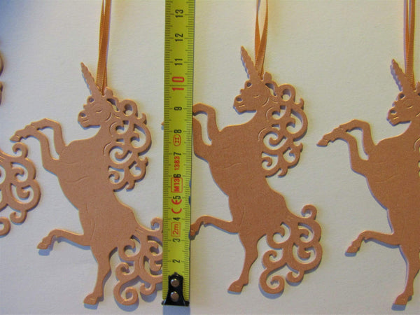 Christmas Tree Decorations (pack 4) Rose Gold Colour - Unicorn