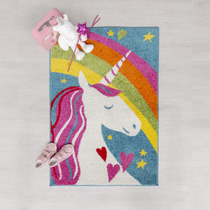 Unicorn Rug For Kids Playroom / Bedroom  (Unicorn Rainbow, 80x120 cm (2'7''x5'6'')