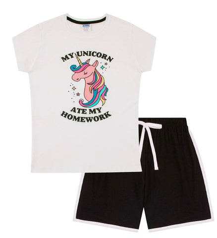 unicorn pyjama set for kids black white