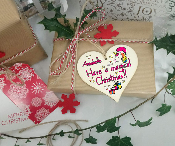 Personalised Christmas Tree Bauble - Wooden Heart Plaque Decoration Gift 